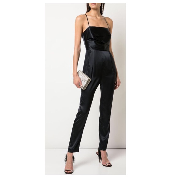NEW MICHELLE MASON BLACK BANDED SILK JUMPSUIT - Picture 10 of 10